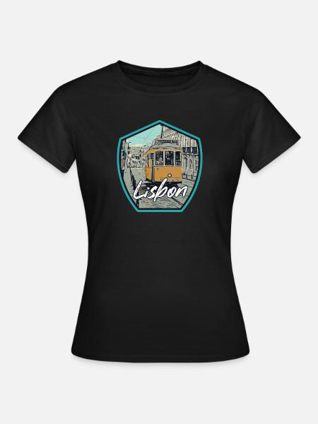 Lissabon, schöne Stadt Portugals mit Straßenbahn - Frauen T-Shirt - Schwarz