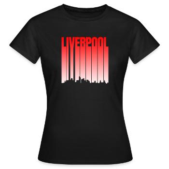Liverpool Skyline Farbverlauf - Frauen T-Shirt - Schwarz - Vorne - AI Model Female 172 dark (172cm)