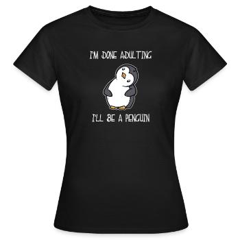 Déclaration d’oiseaux de mer du pôle Sud Sweet Penguin Animal Zoo - T-shirt Femme - noir - Devant - AI Model Female 172 dark (172cm)
