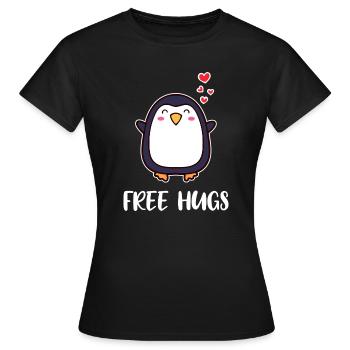 Animal Mignon Pingouin Coeur Déclaration Oiseau Pôle Sud - T-shirt Femme - noir - Devant - AI Model Female 172 dark (172cm)