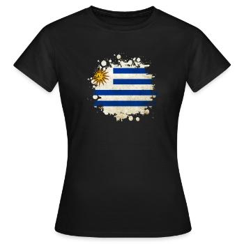 Uruguay Klecks Flag Design - Women's T-Shirt - black - Front - AI Model Female 172 dark (172cm)