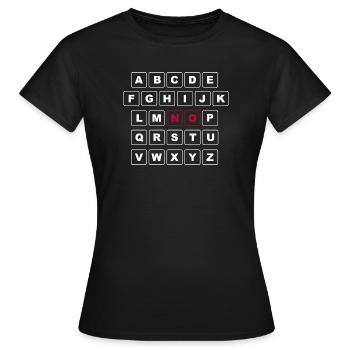 ABC Blanc avec premier mot - NON en rouge - T-shirt Femme - noir - Devant - AI Model Female 172 dark (172cm)