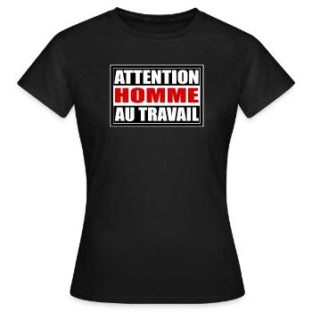 Homme au travail - T-shirt Femme - noir - Devant - AI Model Female 172 dark (172cm)