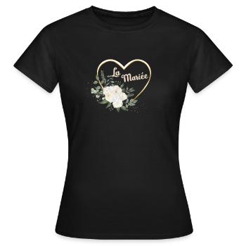 Die Braut Blumenherz Gold - Frauen T-Shirt - Schwarz - Vorne - AI Model Female 172 dark (172cm)