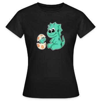 Dinosaures avec bébés dinosaures - T-shirt Femme - noir - Devant - AI Model Female 172 dark (172cm)