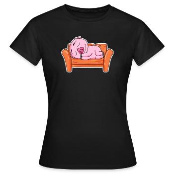 Cochon NIedlich sommeil sommeil - T-shirt Femme - noir - Devant - AI Model Female 172 dark (172cm)