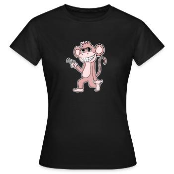 Singe avec pistolet - T-shirt Femme - noir - Devant - AI Model Female 172 dark (172cm)