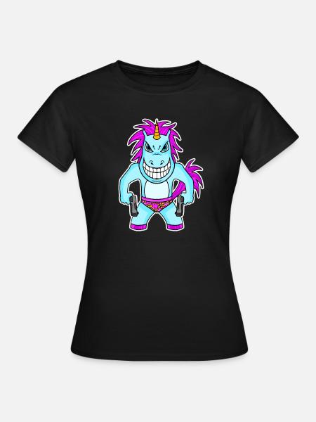 Einhorn mit Pistole - Frauen T-Shirt - Schwarz