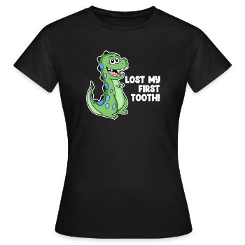 Dino Zahnlücke Kleinkind Milchzahn - Frauen T-Shirt - Schwarz - Vorne - AI Model Female 172 dark (172cm)