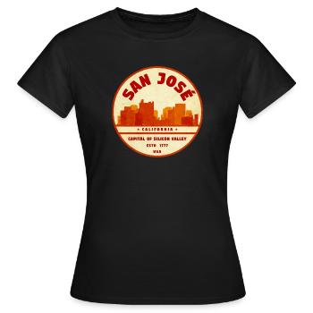 Insigne Rétro de la ville de San Jose California - T-shirt Femme - noir - Devant - AI Model Female 172 dark (172cm)