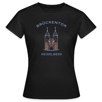 Heidelberg, Wahrzeichen Brückenturm 2 - Frauen T-Shirt - Schwarz - Vorne - AI Model Female 172 dark (172cm)