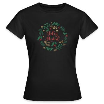 Feliz Natal Frohe Weihnachten Frohe Weihnachten - Frauen T-Shirt - Schwarz - Vorne - AI Model Female 172 dark (172cm)