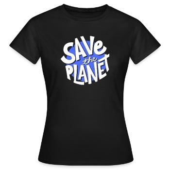 sauvez la planète, planète terre, save the planet - T-shirt Femme - noir - Devant - AI Model Female 172 dark (172cm)