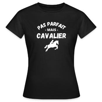 équitation, fan d'équitation, passionné de chevaux - T-shirt Femme - noir - Devant - AI Model Female 172 dark (172cm)