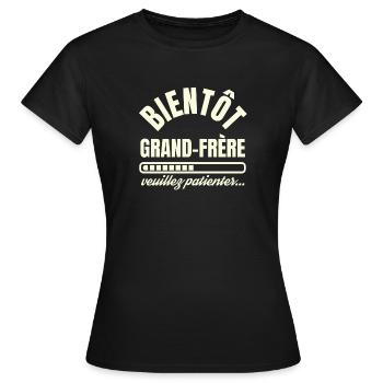 Bientôt Grand Frère - T-shirt Femme - noir - Devant - AI Model Female 172 dark (172cm)