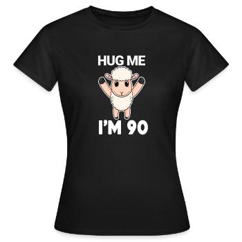 90 Geburtstag - 90 Jahre - Umarmung - Frauen T-Shirt - Schwarz - Vorne - AI Model Female 172 dark (172cm)