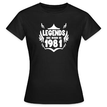1981 - Né en 1981 - T-shirt Femme - noir - Devant - AI Model Female 172 dark (172cm)