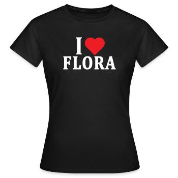 t-shirt J’aime Flora idée cadeau t-shirt - T-shirt Femme - noir - Devant - AI Model Female 172 dark (172cm)