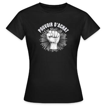 pouvoir d'achat, lutte des classes, factures - T-shirt Femme - noir - Devant - AI Model Female 172 dark (172cm)