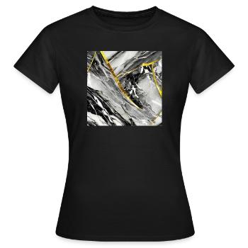 Marmor Schwarz Gold Naturstein - Frauen T-Shirt - Schwarz - Vorne - AI Model Female 172 dark (172cm)