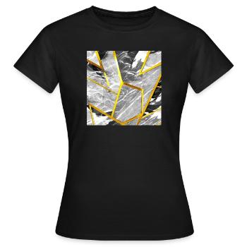 Marmor Schwarz-Weiß Gold Textur - Frauen T-Shirt - Schwarz - Vorne - AI Model Female 172 dark (172cm)