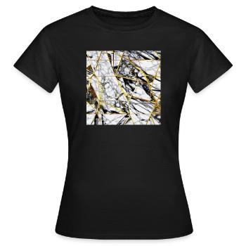 Marmor Schwarz Weiß Gold Textur - Frauen T-Shirt - Schwarz - Vorne - AI Model Female 172 dark (172cm)