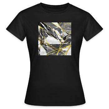 Marmor Schwarz Gold Geometrische Textur - Frauen T-Shirt - Schwarz - Vorne - AI Model Female 172 dark (172cm)