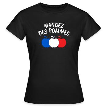mangez des pommes, pomme - T-shirt Femme - noir - Devant - AI Model Female 172 dark (172cm)