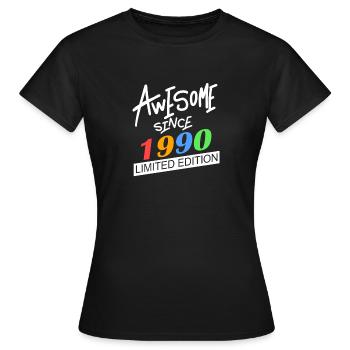 1990 - Jahrgang 1990 - Geburtsjahr 1990 - Frauen T-Shirt - Schwarz - Vorne - AI Model Female 172 dark (172cm)