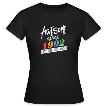 1992 - Jahrgang 1992 - Geburtsjahr 1992 - Frauen T-Shirt - Schwarz - Vorne - AI Model Female 172 dark (172cm)