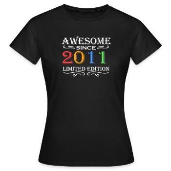 2011 - Jahrgang 2011 - Geburtsjahr 2011 - Frauen T-Shirt - Schwarz - Vorne - AI Model Female 172 dark (172cm)