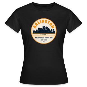 Arlington Skyline Retro Abzeichen - Frauen T-Shirt - Schwarz - Vorne - AI Model Female 172 dark (172cm)