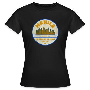 Manila Skyline – Perle des Orients - Frauen T-Shirt - Schwarz - Vorne - AI Model Female 172 dark (172cm)
