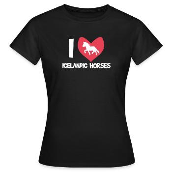 I Love Horses Icelandic Horses Statement Heart - Women's T-Shirt - black - Front - AI Model Female 172 dark (172cm)