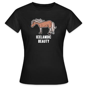Chevaux islandais Cool Horse Statement Fan de chevaux - T-shirt Femme - noir - Devant - AI Model Female 172 dark (172cm)