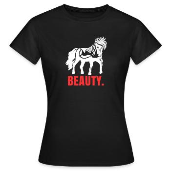 Chevaux islandais chevaux disant cheval amour amoureux des chevaux - T-shirt Femme - noir - Devant - AI Model Female 172 dark (172cm)