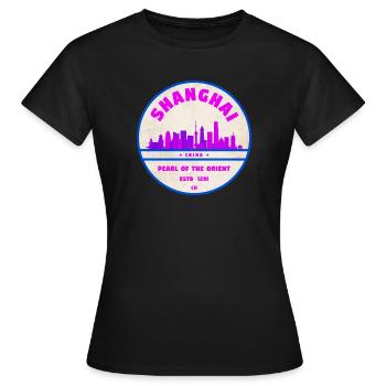 Badge Skyline de Shanghai en Chine - T-shirt Femme - noir - Devant - AI Model Female 172 dark (172cm)