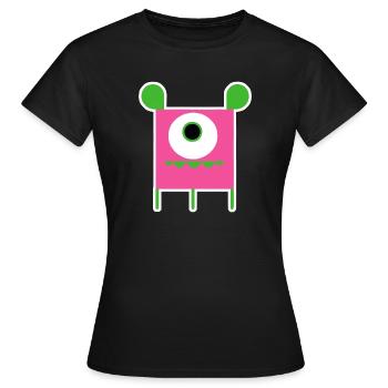 Monstre Cyclope Rose | Extraterrestre carré drôle - T-shirt Femme - noir - Devant - AI Model Female 172 dark (172cm)