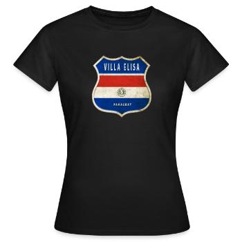 Armoiries du drapeau du Paraguay de la Villa Elisa - T-shirt Femme - noir - Devant - AI Model Female 172 dark (172cm)