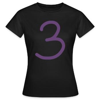 3 numéro trois numéro violet anniversaire - T-shirt Femme - noir - Devant - AI Model Female 172 dark (172cm)