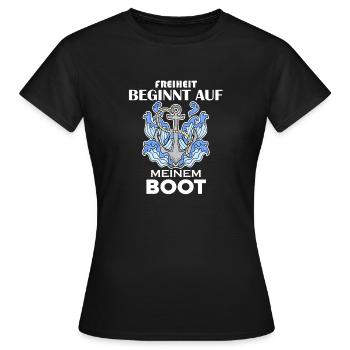 Boote Motorboot Kapitän Boot Seefahrt Geschenk - Frauen T-Shirt - Schwarz - Vorne - AI Model Female 172 dark (172cm)