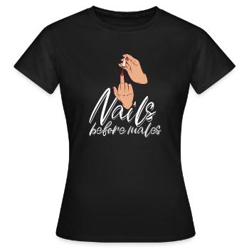 Les ongles avant les hommes Créateur d’ongles - T-shirt Femme - noir - Devant - AI Model Female 172 dark (172cm)