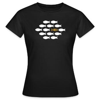 Cornish fish swim their own way - Women's T-Shirt - black - Front - AI Model Female 172 dark (172cm)
