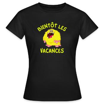 vacances, partir en vacances, besoin de vacances - T-shirt Femme - noir - Devant - AI Model Female 172 dark (172cm)