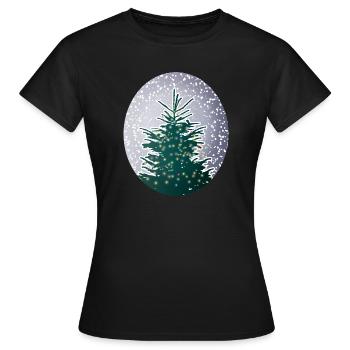 sapin de Noël illuminé dans la neige - T-shirt Femme - noir - Devant - AI Model Female 172 dark (172cm)