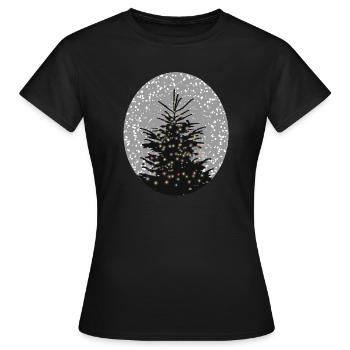 sapin de Noël illuminé dans la neige - T-shirt Femme - noir - Devant - AI Model Female 172 dark (172cm)