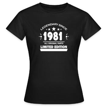 1981 - Né 1981 - Année de construction 1981 - T-shirt Femme - noir - Devant - AI Model Female 172 dark (172cm)