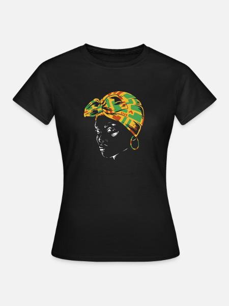 Portrait à la coiffe de Kente - T-shirt Femme - noir