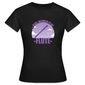 Flöte Instrument Musikerin Mädchen Geschenk - Frauen T-Shirt - Schwarz - Vorne - AI Model Female 172 dark (172cm)