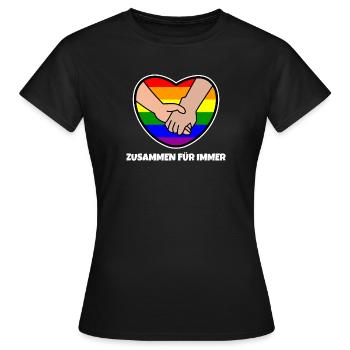 Sexualité Arc-en-ciel Lgbt Déclaration Coeur Amour - T-shirt Femme - noir - Devant - AI Model Female 172 dark (172cm)
